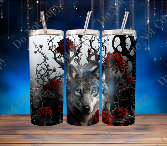 Rose wolf tumbler