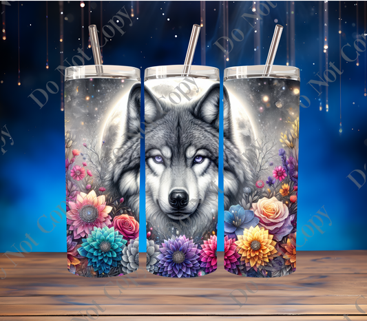 Grey wolf pastel tumbler