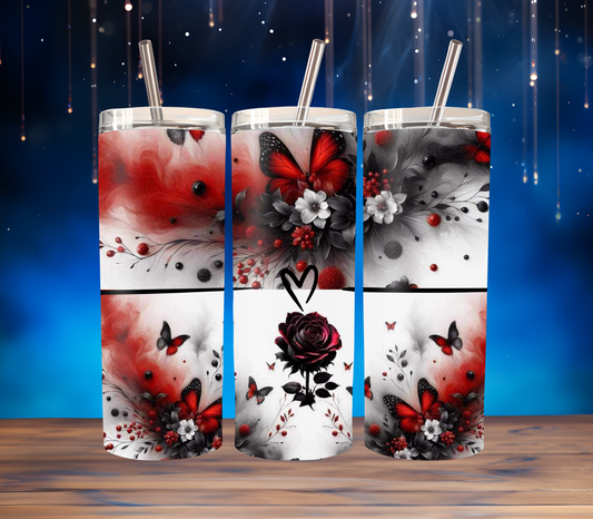 Red butterflies tumbler