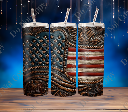 Wooden American flag tumbler