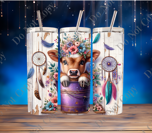 Highland cow dream catcher tumbler