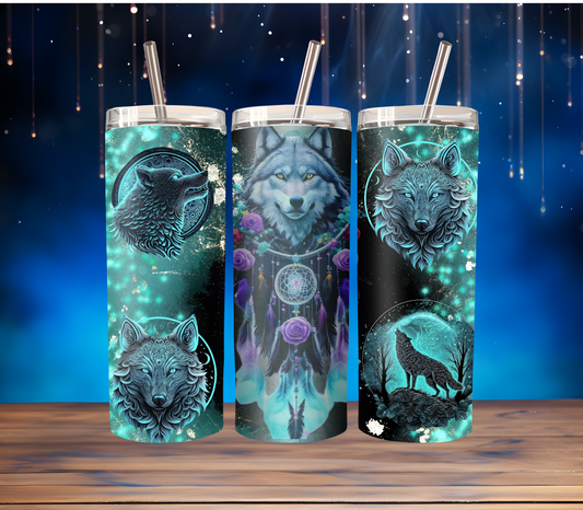 Wolf dream catcher tumbler