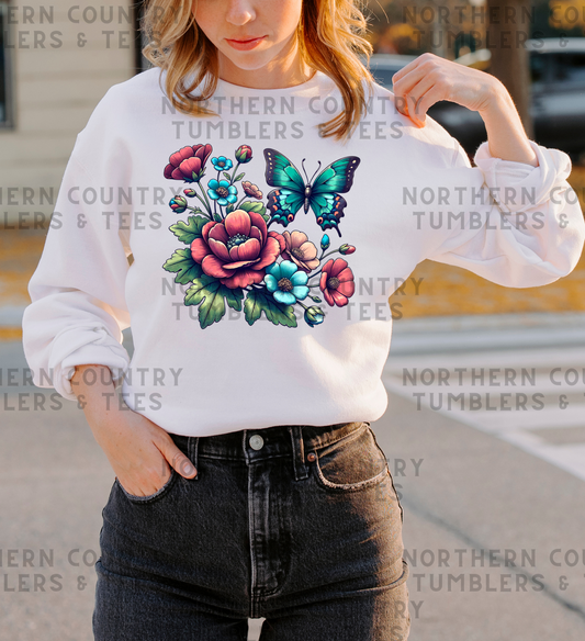 Butterfly flowers sweatshirt