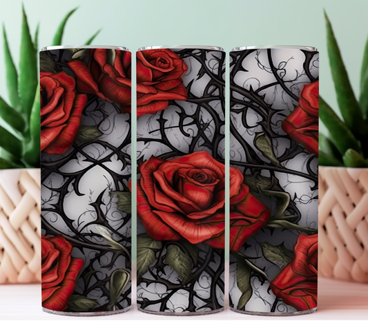 Red rose vine tumbler