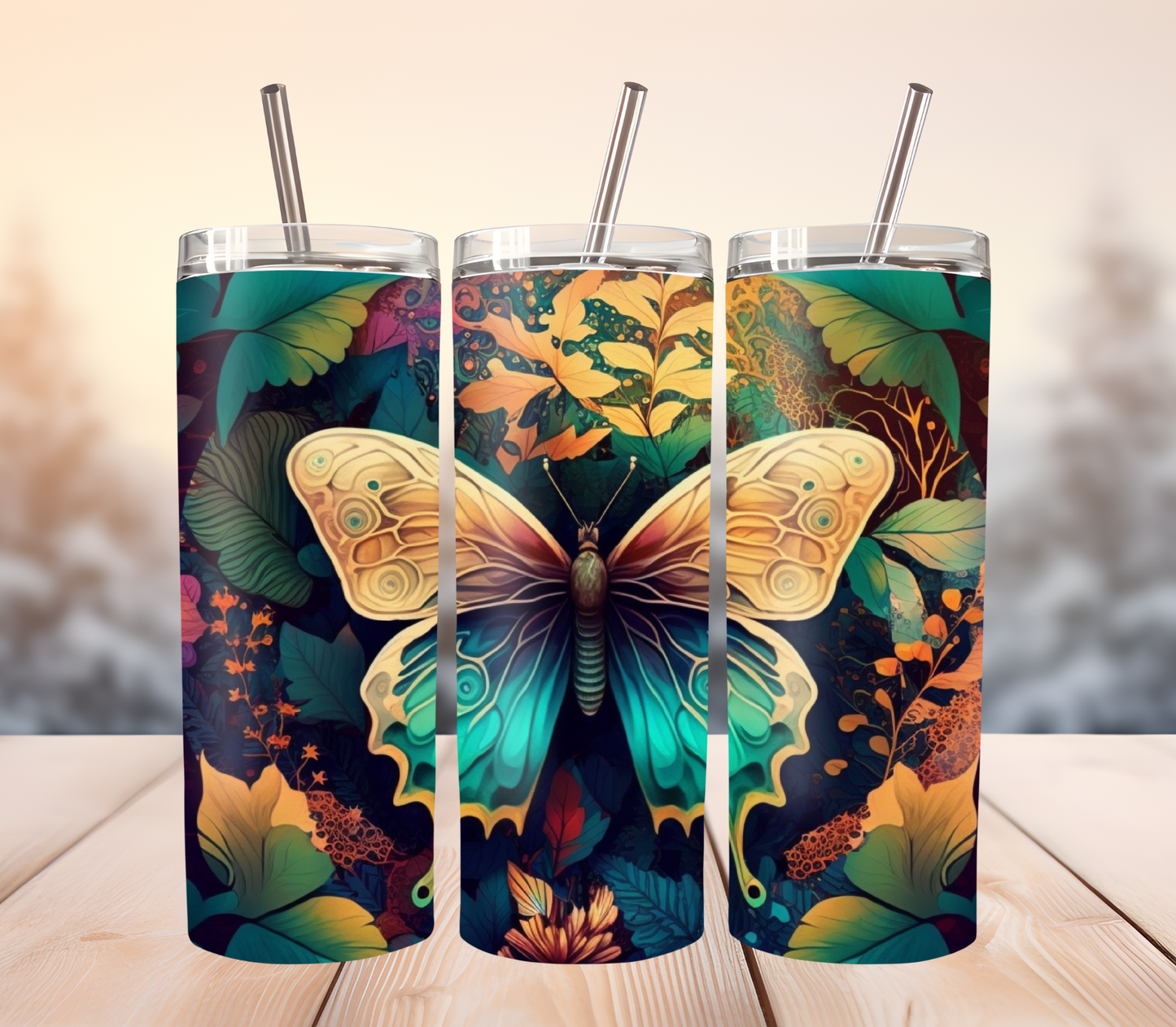 Butterfly leaves tumbler