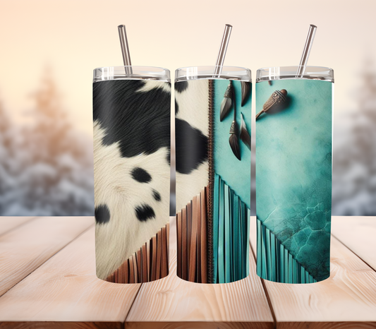 Turquoise cow high tumbler