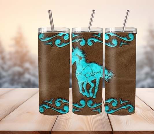 Turquoise horse tumbler